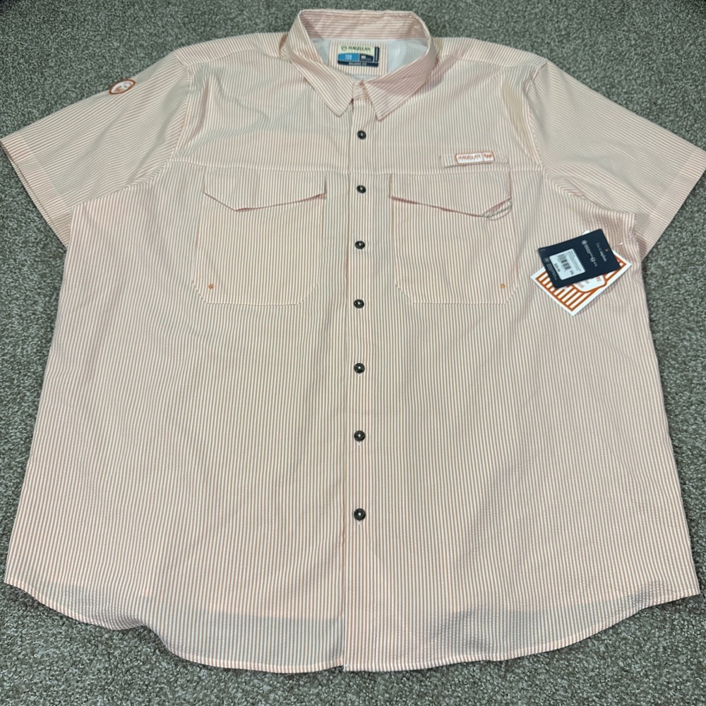 Magellan x Whataburger Men's Seersucker Striped Fishing Shirt Size 3XL NWT
